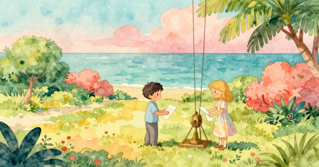 Yves和Farrah在戶外操作黃銅滑輪,整理繩子並記錄風速,背景有濃密雲杉和蜿蜒河流,情景充滿專注與協作