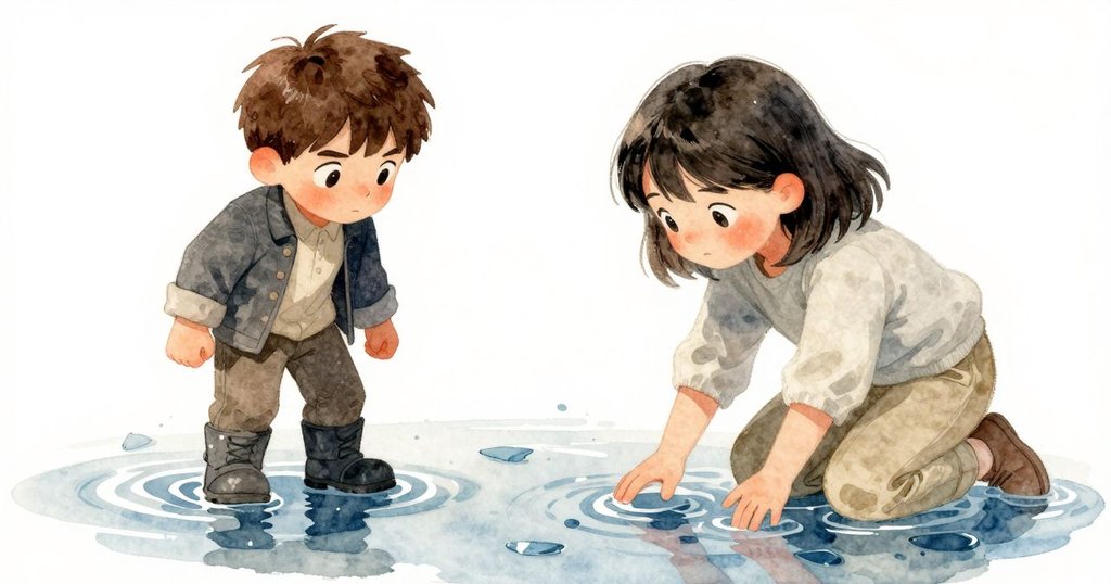 水面上映出藍色陶片與流動光影，細膩水波與碎片共舞，營造出靜謐而夢幻的氛圍。