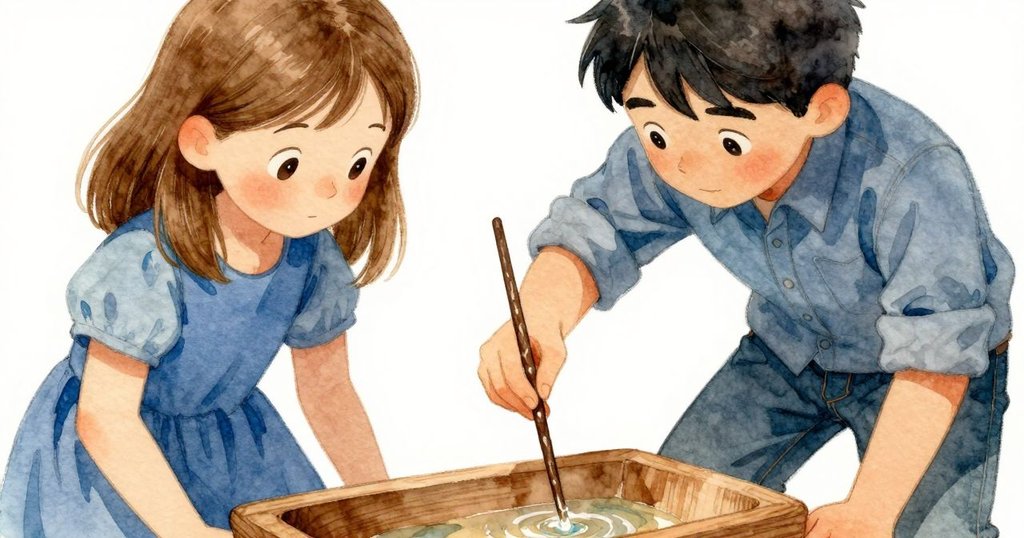 莉莉的手輕觸魔法棒柄，特寫呈現水槽中閃爍液面，捕捉即將形成奇幻泡泡的瞬間。