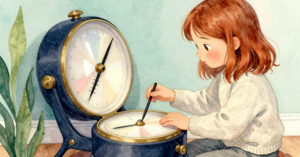 Bethan在屋內細心操控儀器,她的雙手穩定著轉盤,室內溫暖燈光中透露著專注與細膩動作。