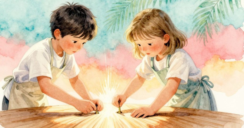 銅釘在木質地板上快速滾動,木屑隨之飛揚,動感場景展現出急速追趕的力量與緊迫氛圍