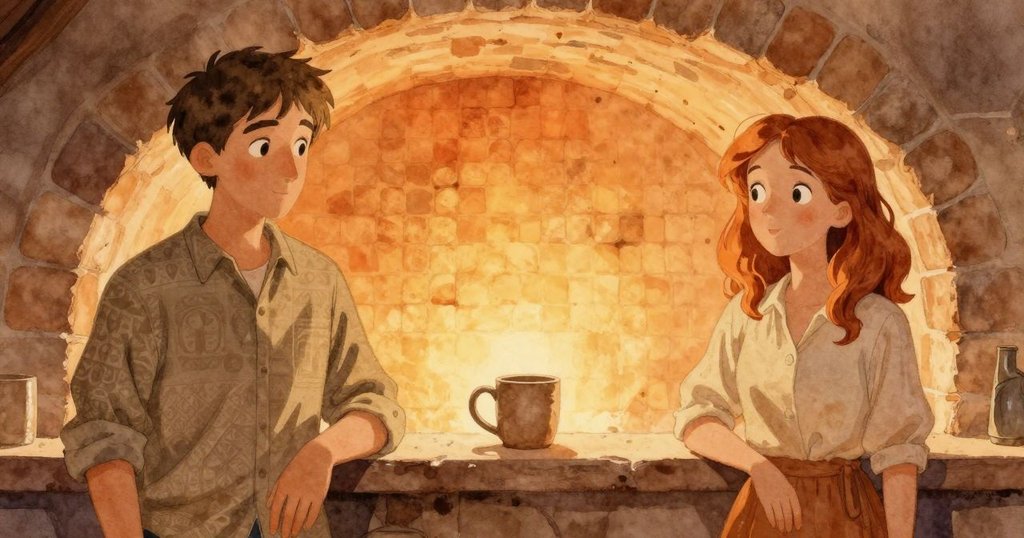 最後一只陶瓷杯孤立於檯上,Lyle與Glynis靜觀暖冷交織景象,呈現出深沉與和諧的象徵意義。