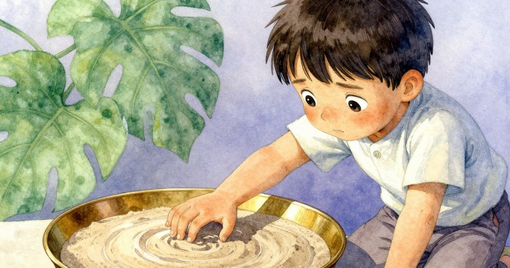 馬多克斯的手懸停在旋轉沙脊上，臉上流露矛盾情緒，細膩光影突顯其內心掙扎與藝術保留。