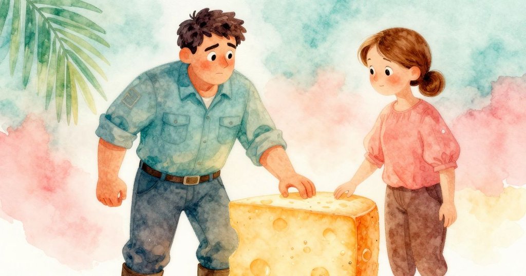 特寫呈現芝士輪底部透亮效果，濕潤痕跡與模糊格子線交織，似如在水中一般神秘夢幻。