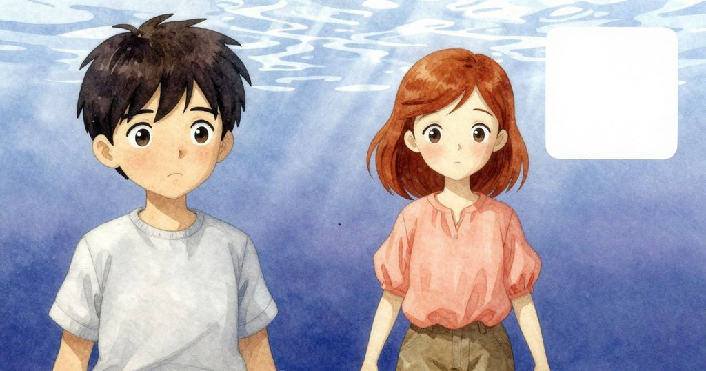 特寫展示繪圖紙上空白區域，光線如水波般輕拂，塵埃環繞，營造出宛如水下般柔和夢幻氛圍