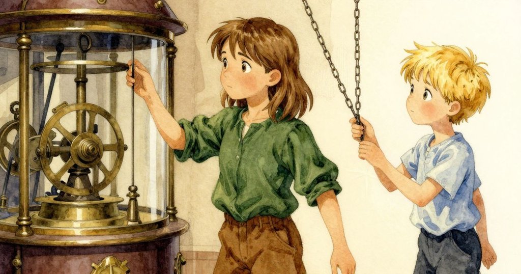 Dorian穩步進入房間，Poppy正動作調整下垂鏈條，動態場景展現機械細節與專注神情