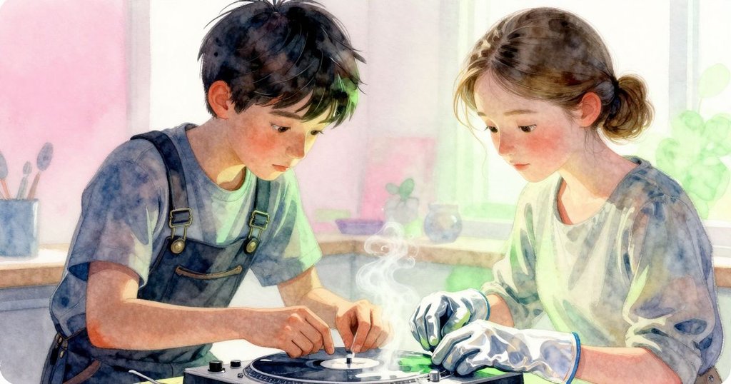 在寧靜結尾，兩位工匠共同操作轉盤，作品與環境細膩融合，呈現出溫柔且充滿協作的氛圍。