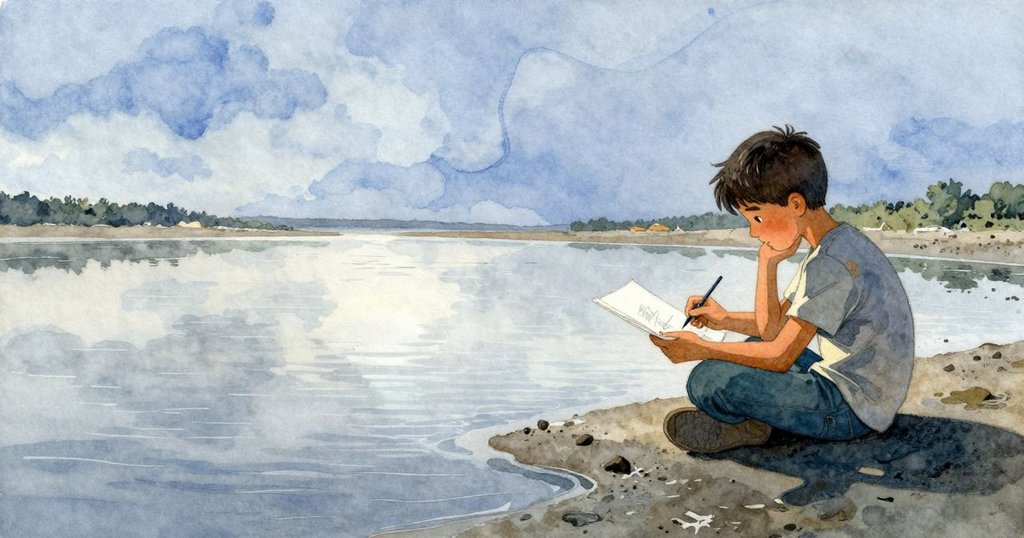 Zephyr在寧靜潮池邊再次輕觸水面，遠眺寬廣天空，展現最終與自然和諧共鳴的溫柔情感