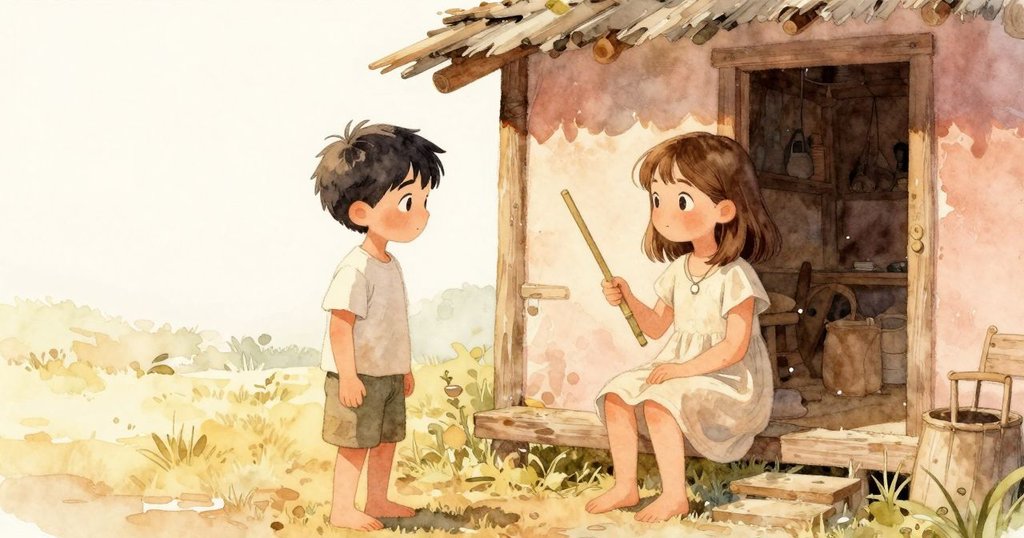 在午後暖陽中，Cole 固定濕潤觀察器帶，Farrah 將竹指針放於門旁，小屋外光影交錯，展現溫馨結局