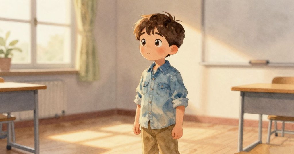 書房中光線緩緩由晨光轉為黃昏，邁爾斯靜坐沉思於紙上謎團，氛圍詩意且溫暖