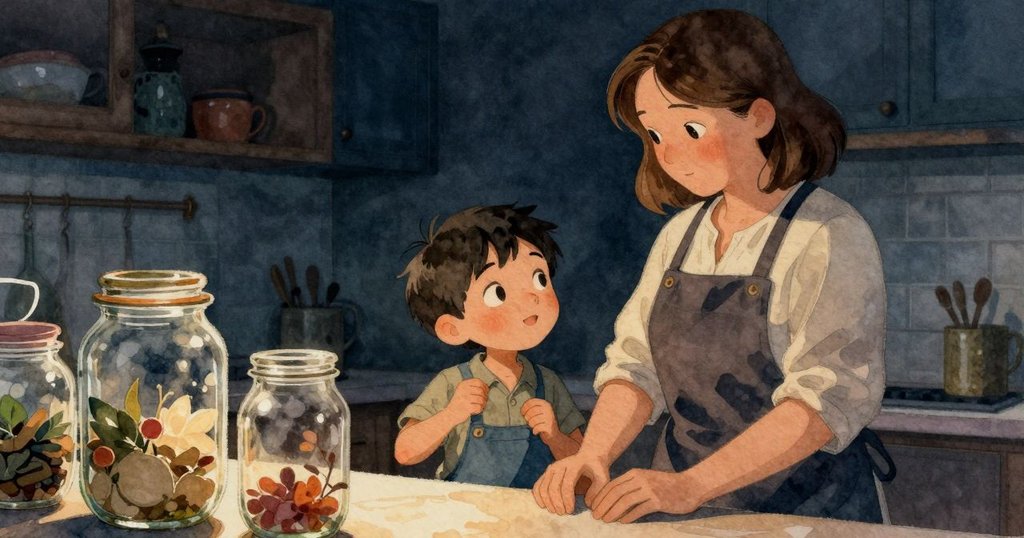 Max旁觀時，瓶中果醬近拍展現蒸氣迷霧，細膩呈現廚房溫馨與意外情感轉折。