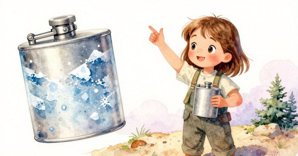 Clara在沙脊上揮舞著保溫瓶，陽光映照下展示容器細節，表情充滿期待，引導Bram前來協作的情境。