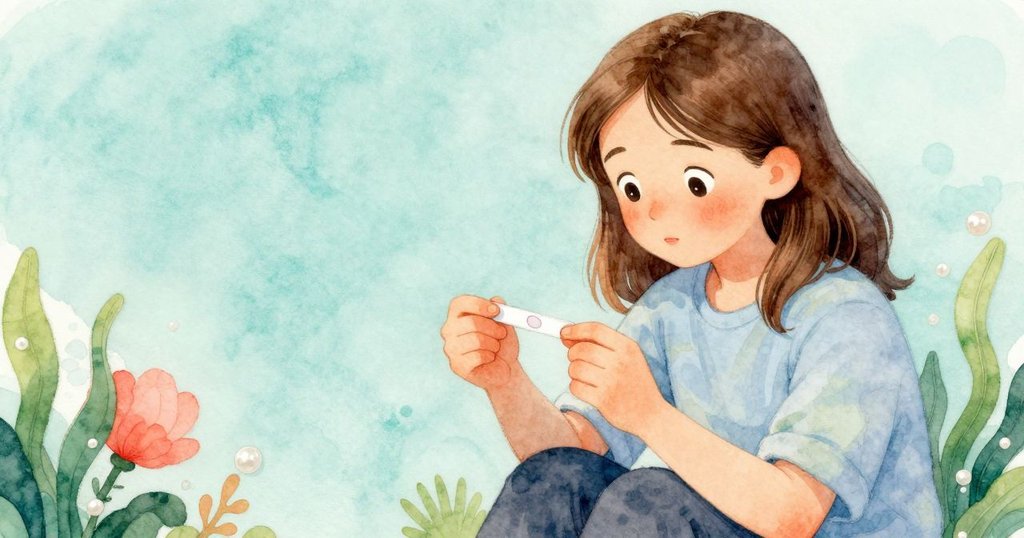 弗蕾雅臉上流露驚訝與沉思，細看試紙上隱藏的圓圈，情感表達細膩動人