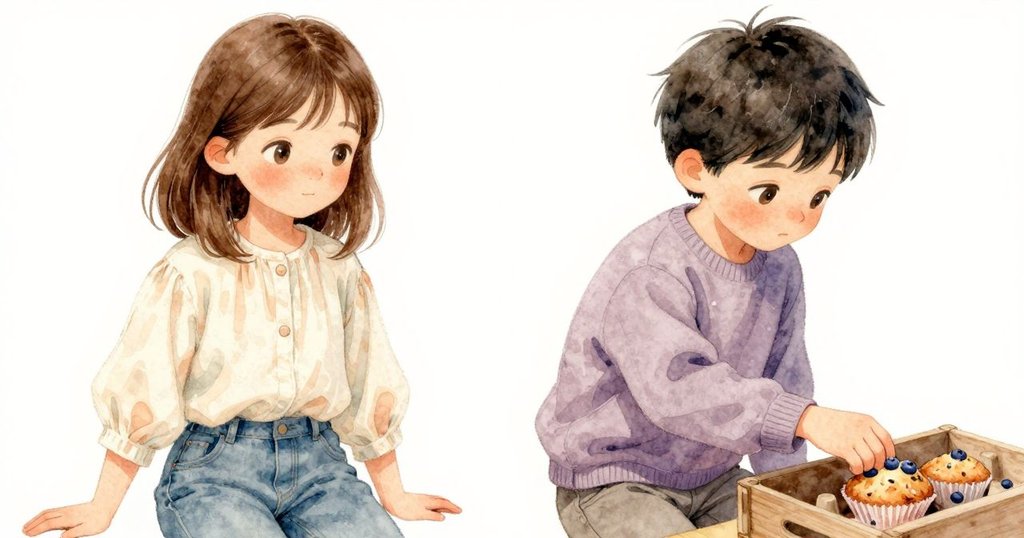 烏拉在調色站品嘗藍莓松餅，近距離展現探索空置木棒的手部動作，細膩感受到驚訝與疑惑