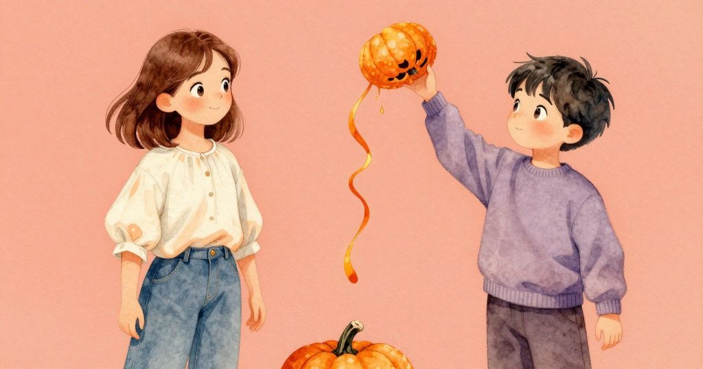 烏拉甩出明亮橙色顆滴，用梳子劃過顏料形成動感絲帶，展現色彩流轉的活力與變化