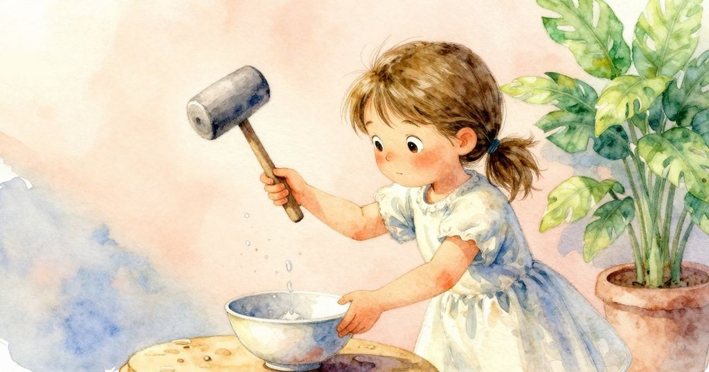 Kit靈動地轉動小碗，槌子擊出水花躍起，室內光影交錯，氣氛充滿音樂律動和活力