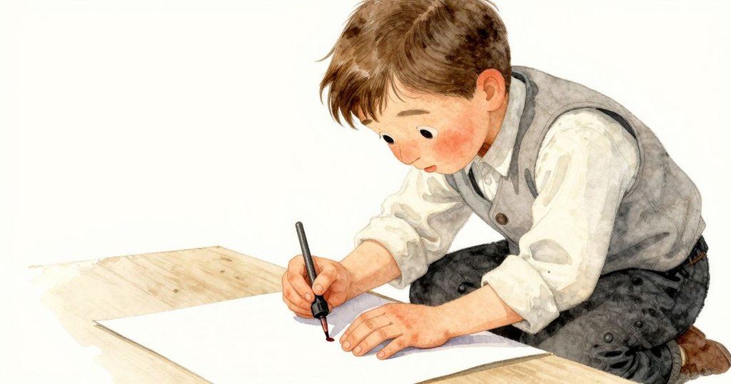 Jonas的手仔細操作滴管, 聚焦紙條上精華, 室內溫暖光線襯托出細節, 呈現故事發展初期