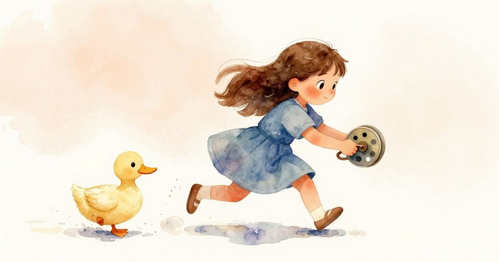 鴨子滑步進入室內留下濕潤痕跡，烏拉迅速調整轉輪，場面動感與驚訝交織，充滿生動氣息。