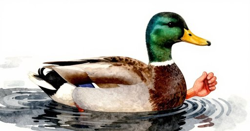 Mallard Surprises a Log Flume Rider