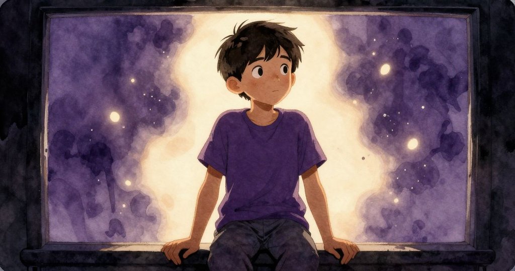 斯特蘭坐在前排，背光下輪廓明顯，屏幕上舞動的剪影營造神秘氣氛，他神情靜謐驚奇