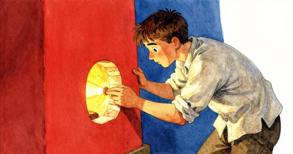 托比亞斯凝視窯口，目光專注，內部橘光轉淡，溫度錐彎曲，緊張氛圍撲面而來