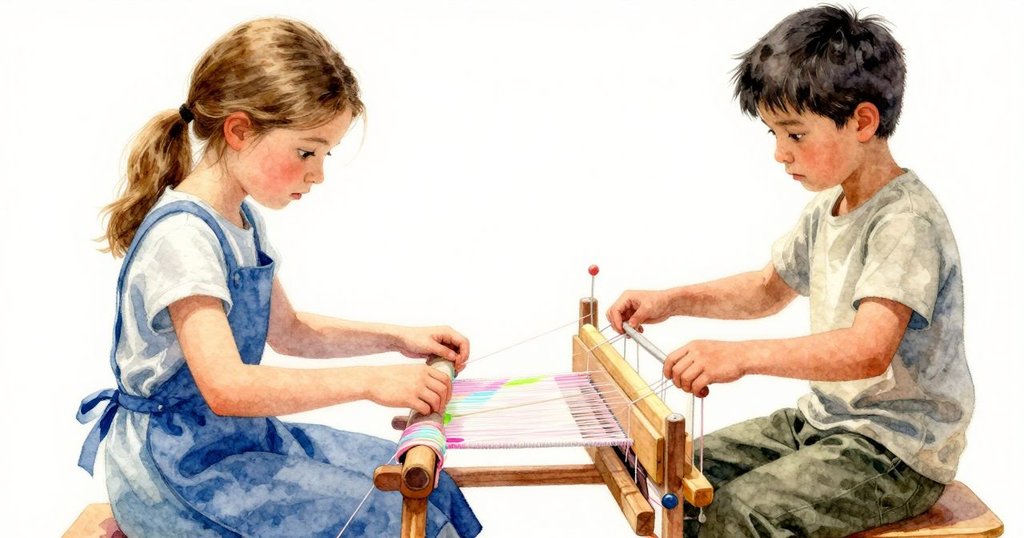 Verity與Irving注視織機運作，游絲進入紋路中激發情緒反應，機械運動與人情細膩交織呈現因果關係