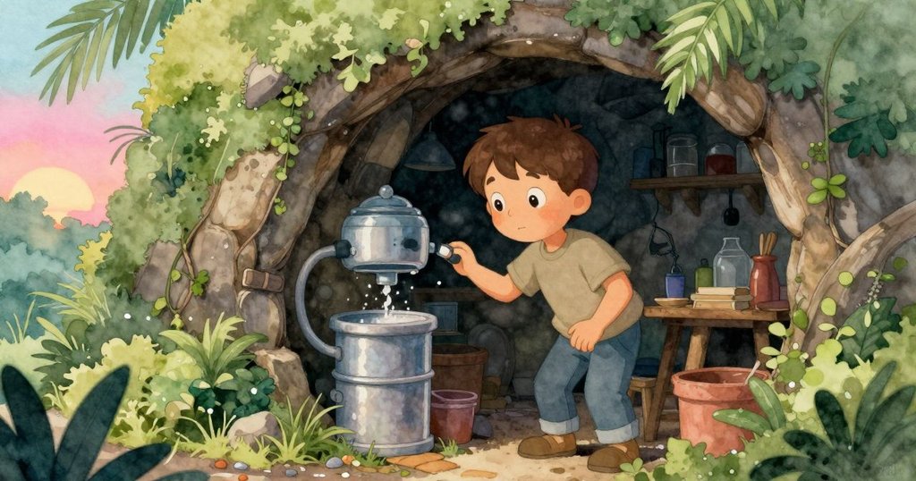 凱恩走進工作室隱秘角落，見紅寶石碎片輕顫，背景中飲水機低鳴，氛圍神秘而安靜。