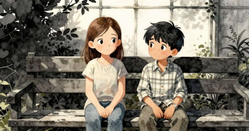 Verity 與 Niall 在溫室中平靜休憩，彼此微笑，展示成功與安寧的情感，共享閒適片刻。