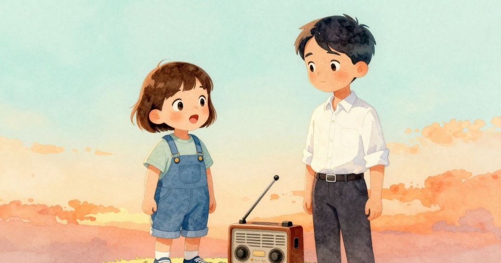 在收音機即將發出清晰音律的瞬間，Kit與Theo凝神注視，其間工具與儀表共同定格關鍵時刻