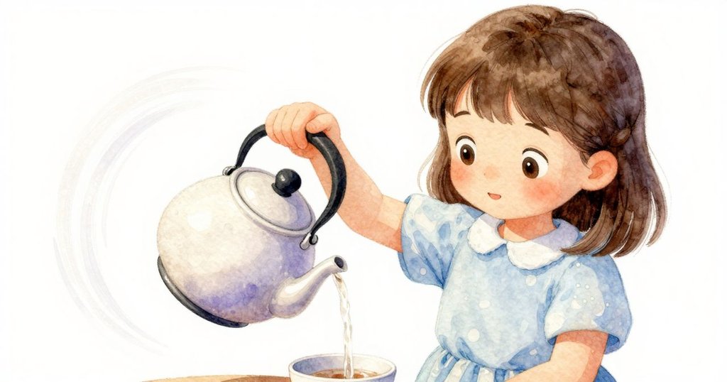 奧拉緩緩傾倒茶壺，茶漿與樹葉悄然融合，室內溫柔光影中呈現未解之謎的結局，氛圍朦朧