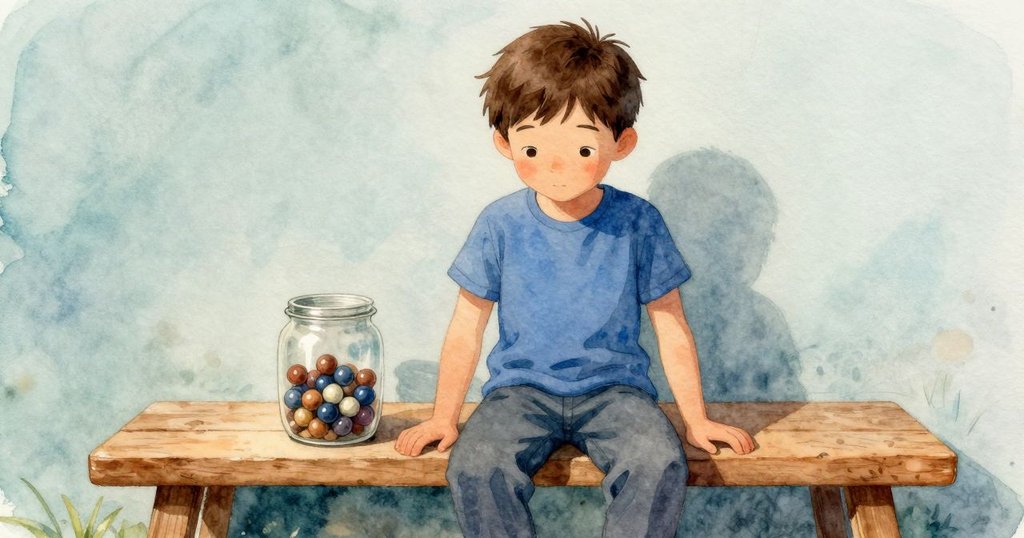 在木凳下的密封玻璃罐隨著鼓台的震動輕輕搖晃，裡面閃爍著陶瓷釉劑珠子，畫面充滿靜謐質感