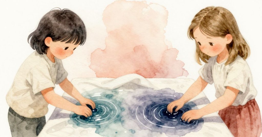 從Noel視角看見，布料上靛藍染料流動於纖維間，展現出意外轉變的圖案與豐富質感。