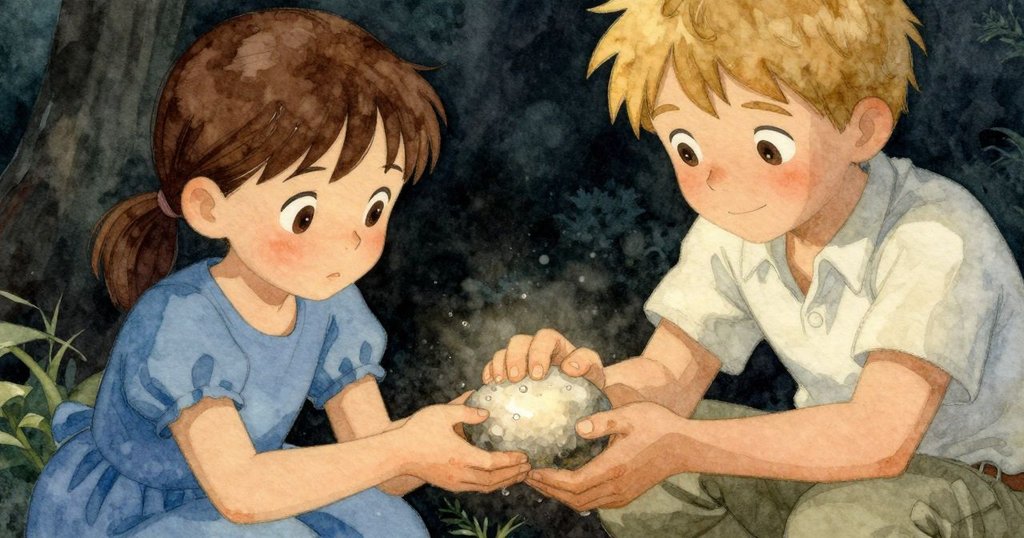 細緻畫面展現娜迪亞雙手輕握翻轉卵石，表面覆有沙粒與水珠，傳遞出專注與細膩情感