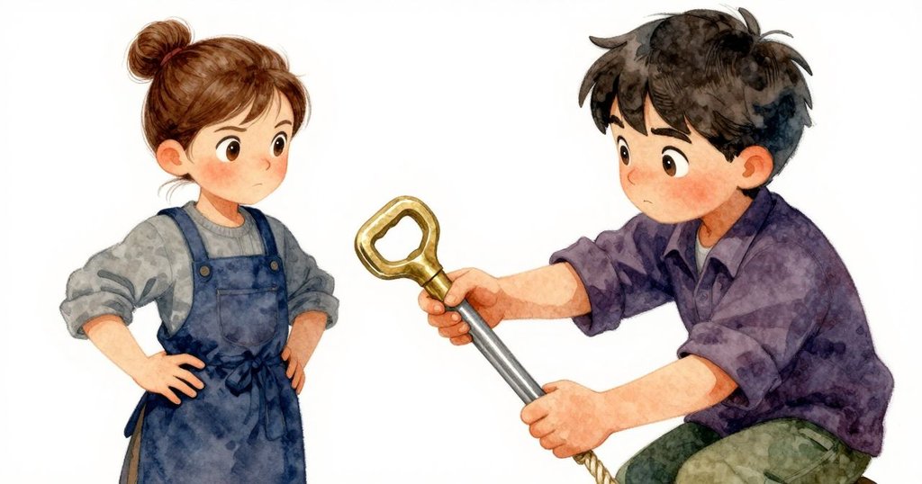 Lana 的手操作銅製棘輪，細節展現纖維扭轉動態，背景虛化，象徵著力量平衡的核心意義