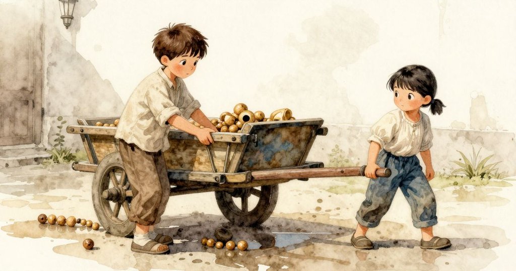 院子裡水漬中映出四散木珠，哈里斯與達拉仔細檢查受阻運貨車，情節逐漸推進。