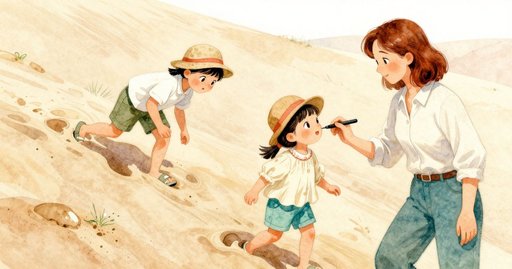 Leaning Marker on the Moving Sand Crest