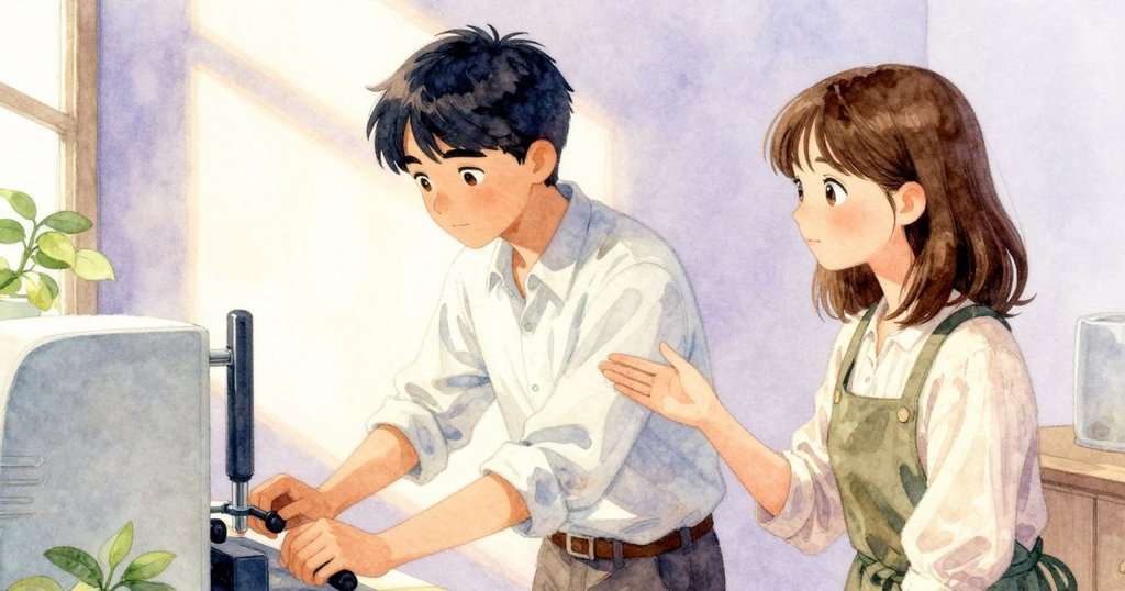 Yorick與Stella並肩合作，Yorick細緻操控機器，Stella溫柔提醒，畫面呈現默契交流與動作細節