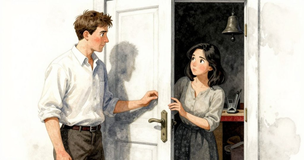 隱秘工坊角落中，關閉的門後鐘聲輕響，工具靜臥，畫面轉入神秘靜謐情節