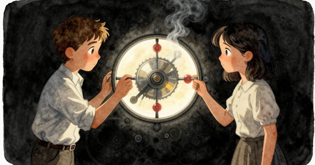 Xavier與Daphne目光交會，銅缸在溫暖燈光中顯現均衡，故事圓滿落幕，展現安定情感