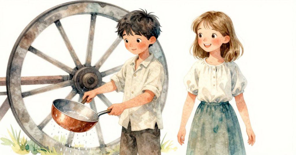 鍋中水滴落下, 麵粉機輪與滴水節奏產生異樣變形, Zane 與 Darla 目光好奇