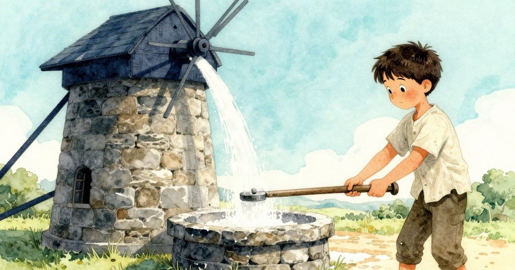 Zane 在磨坊調整槓桿, 麵粉流動逐漸同步, 時光變換從清晨至午後, 氣氛溫暖轉變