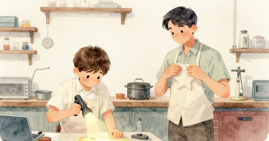 班恩與格倫在溫暖修理店內默契交流,班恩將獲救紙星收入圍裙,場面充滿寧靜成就感