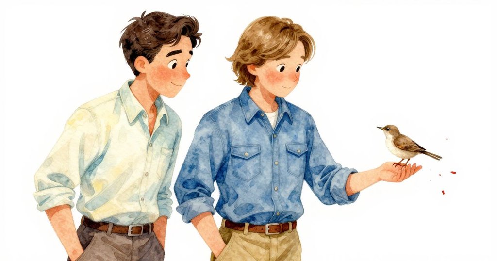 小鳥在陶盆邊緣輕巧站立，翼尖穩住，細看隱現的薄紗繭與紅色樹皮碎片，展現生動角度