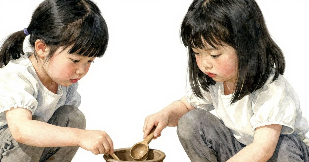 以主觀視角聚焦莉奧拉的手持木勺，正靜待茶水輕柔倒出，細膩光線捕捉動作瞬間