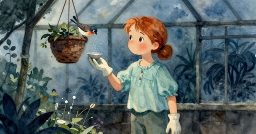 Zola Turns the Greenhouse Vent for a Robin