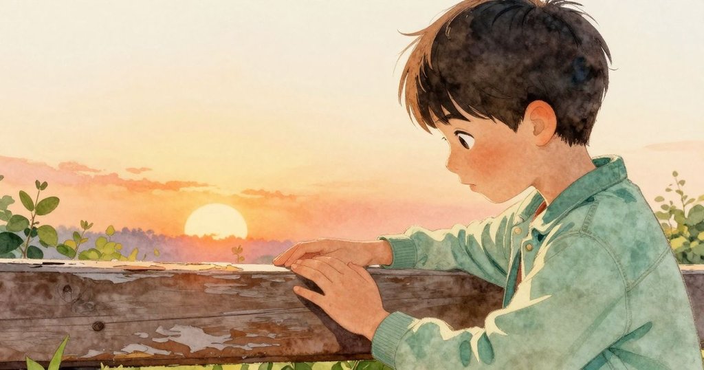 馬可坐在老木凳上輕觸剝落漆面,夕陽餘暉照耀下浮動漆片,展現內心靜謐與細膩觀察