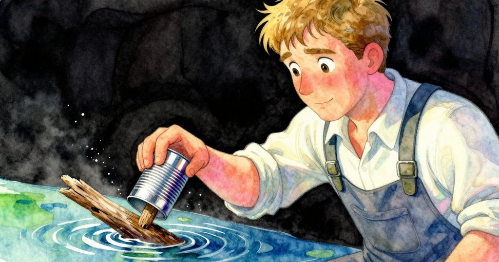 費徹的手指輕觸金屬角邊,風起時鹽液泛起涟漪,畫面充滿懸念與緊張感