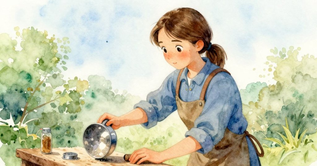 記憶色調中，細長金屬工具從工作台上滑落，Zadie注目反思，工作室靜謐中回響著金屬聲