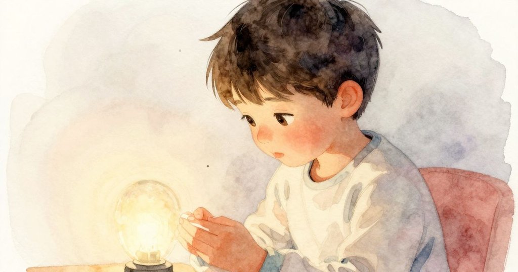 格里夫在溫暖燈光下專注算數，神情平靜，近景拍攝展現他內心的細膩情感。