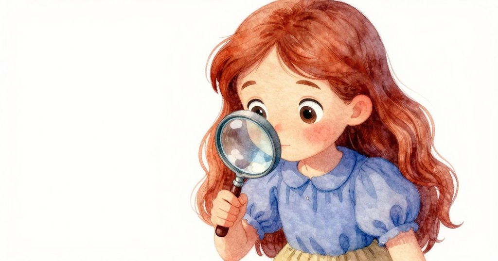 女子專注凝望琥珀，放大鏡細節呈現磨損痕跡，眼神中流露深沉集中與溫暖情感